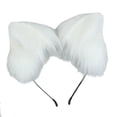 thumbnail image 3 of Conjunto de orejas y cola de gato, diadema con orejas de gato y cola, orejas de gatito de anime, Halloween Blanco, 3 of 3