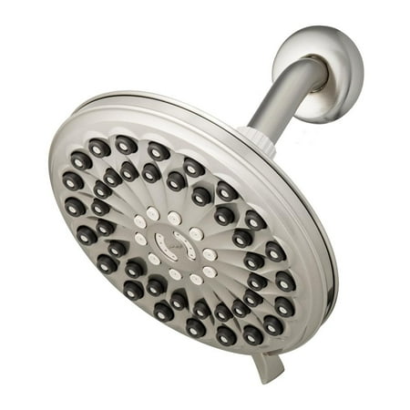 Photo 1 of 6-Spray Patterns 7 In. Drencher Wall Mount Adjustable Fixed Shower Head In Brushed Nickel