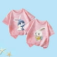 thumbnail image 2 of Toddler Girls T-Shirts Tie Dye Cartoon Rabbit Printed Round Neck Short Sleeve T-Shirt Kids Girls Summer Cute Active Play Comfortable T-Shirts，2 -3 Years, 2 of 3