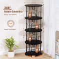 thumbnail image 2 of Flycity 4 Tier Rotating Bookshelf, 360° Display Rotating Bookcase Corner Storage Rack with Special Visible Partition Storage, Black, 2 of 8