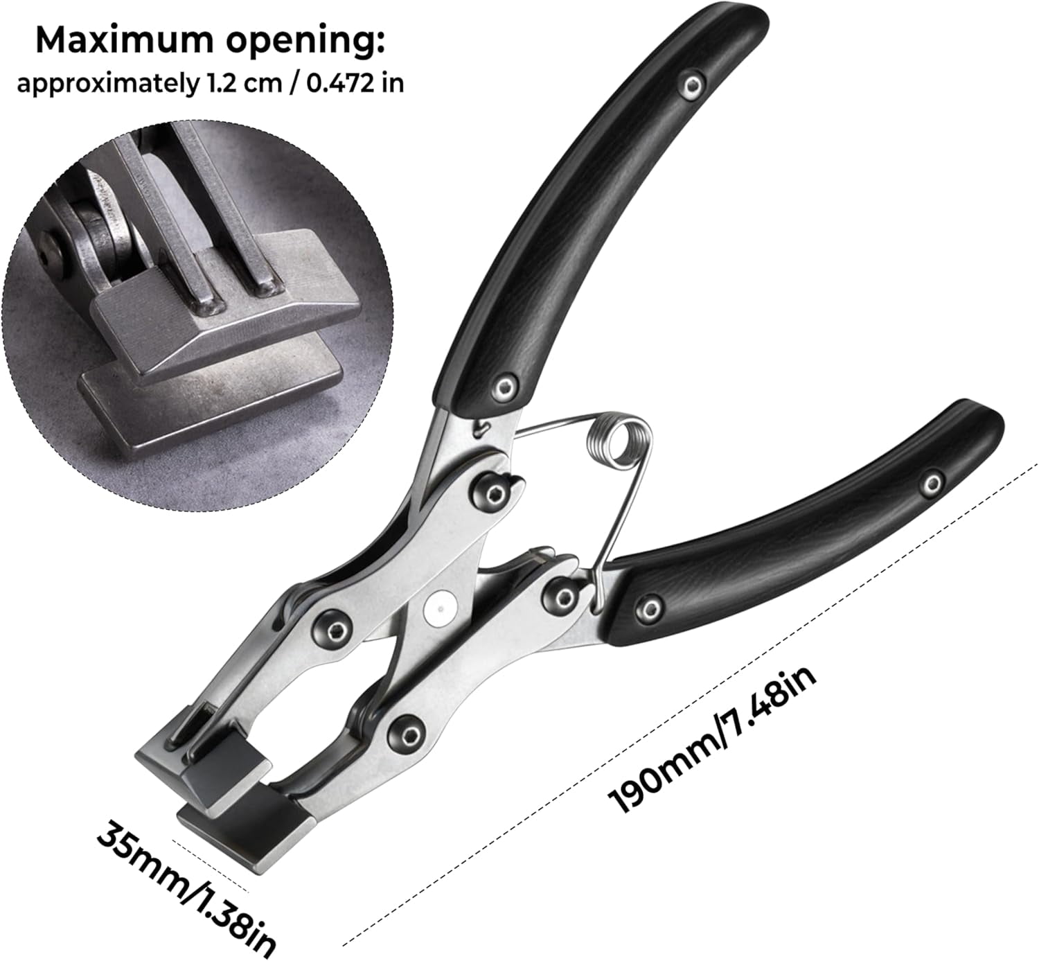 CATPAN Leather Flat Plier 7.5 inch Flat Nose Plier Wooden Handle Leather Work Clamp Press Parallel + Cross Structure for Crafting DIY Projects
