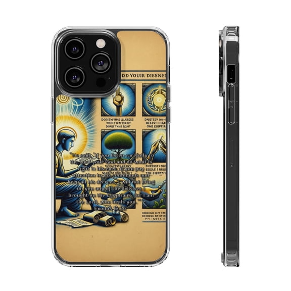DistinctInk Clear Hybrid Case for Apple iPhone 14 Pro (6.1" Screen) - God's Promise of Healing and Protection - Shockproof Protection