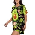 thumbnail image 2 of Wukai Avocado Keep Calm Print Women's Pajama Set - Short-Sleeve Top and Shorts with Elastic Waistband and Pockets for Loungewear, Yoga, and Casual Wear-Medium, 2 of 8