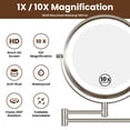 thumbnail image 3 of 8 in. Wall-Mount LED Lighted Makeup Mirror, 1X/10X Double-Sided Magnifying Bathroom Mirror with Rechargeable Battery, Brushed Nickel, 3 of 7