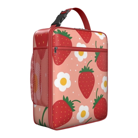 Sac à Lunch Fraise – Mignon Rouge Doux Kawaii Fruité Amateur de Fraises J'aime les Fraises Fruits Frais Baies d'Été Fleurs Sac Isotherme