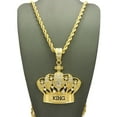 thumbnail image 2 of Stone Stud King Royal Crown Pendant with Chain Necklace - 4mm 36" Gold-Tone Rope Chain, 2 of 4
