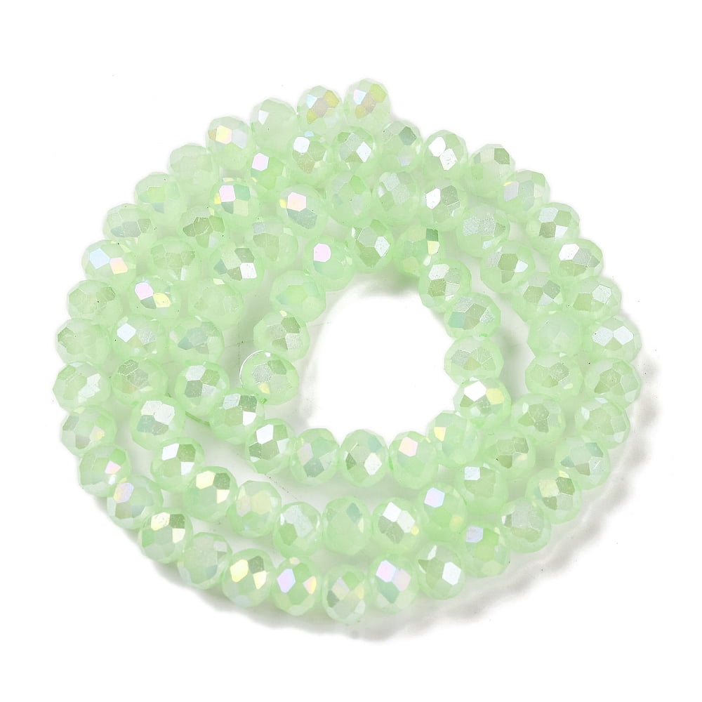 Baking Electroplate Glass Beads Strands AB color Faceted Round Pale Green 10x8mm Hole: 1mm 60~61pcs/strand 46~48cm