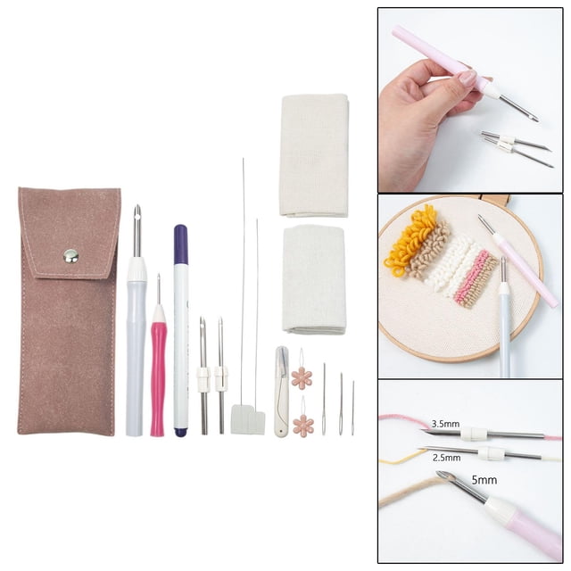 Juego de agujas de punzón para bordado, 16 unidades/juego, herramienta Manual multifunción duradera, hecha a mano, bricolaje, para principiantes, Gris perfecl Agujas perforadoras para bordar