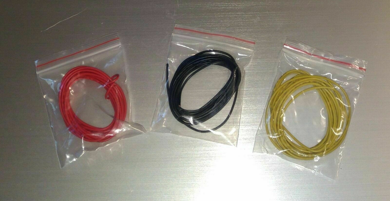 22 gauge/AWG Stranded Hookup Wire Set Red/Black/Yellow 2m each ~20 ft Kit UL1007