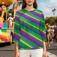 thumbnail image 6 of Gamivast Womens Mardi Gras Sweatshirts Striped 3/4 Sleeve Funny Graphic Pullover Fitted Crewneck Tunic Casual Tops Holiday Carnival Party Outfits 2026, 6 of 6