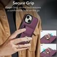 thumbnail image 2 of Wallet Case Compatible for iPhone 15, with 360° Rotation Ring Stand PU Leather Case Cover with Side Stretchy Fabric Card Holder for Women and Men for iPhone 15, Purple, 2 of 8