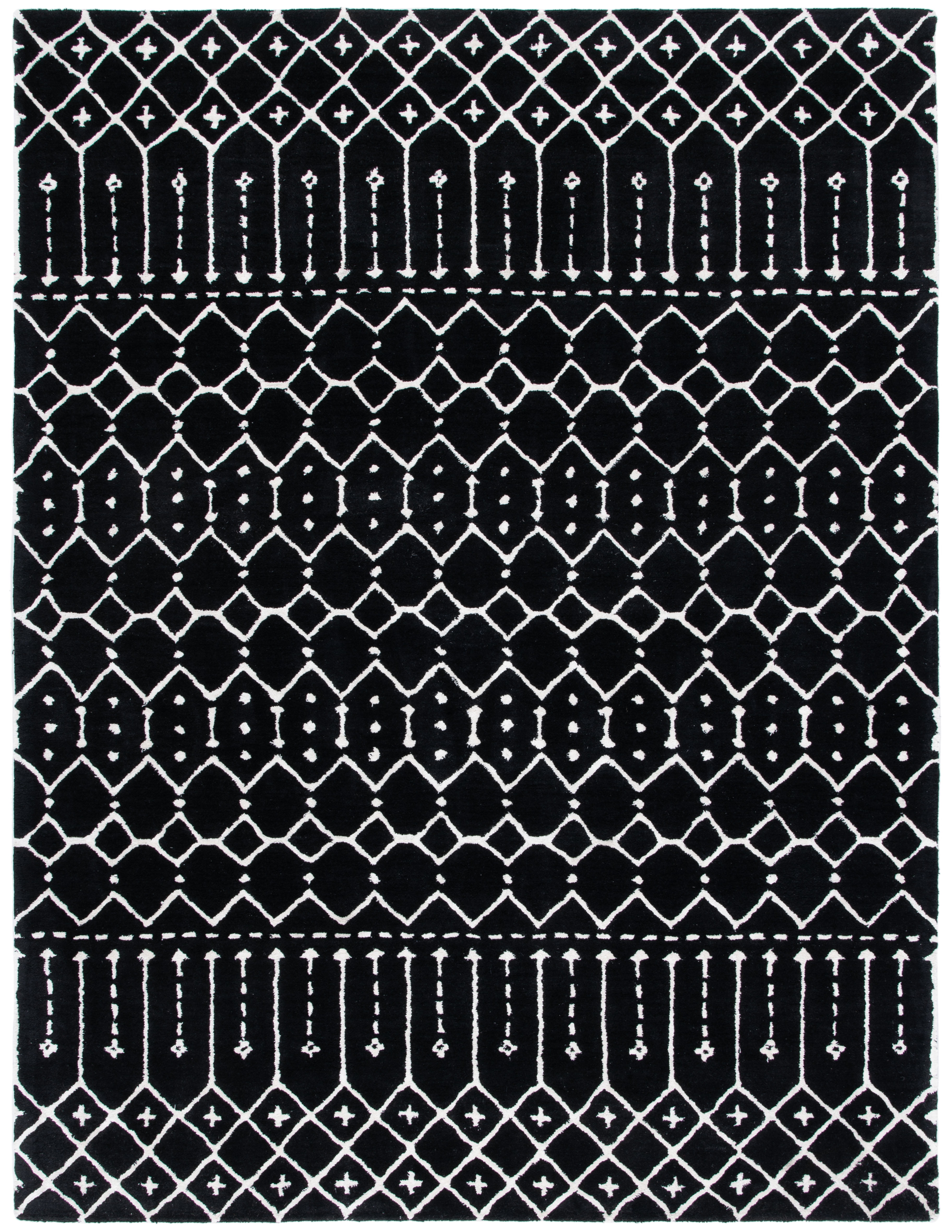 SAFAVIEH Himalaya Darin Geometric Wool Area Rug, Black/Ivory, 8' x 10'