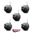 thumbnail image 2 of Black Heavy Duty Chair Caster - 3" Nylon Twin Wheel w/Brakes - Set of 5 - SCC, 2 of 2