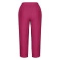 thumbnail image 5 of Diufon Summer Womens Capris Pants Plus Size Linen Pants with Pockets Solid Color Wide Leg Pants, 5 of 5
