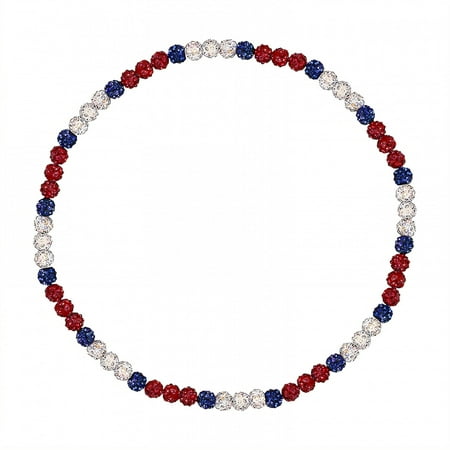 DESIGNICE Baseball Necklace Ball-Shaped Rhinestones Baseball Necklace Red White and Blue Color Scheme Mens Jewelry Baseball Gifts for Team Chain Length 19.69In