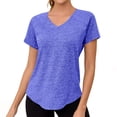 thumbnail image 2 of Babysbule Women's V-Neck Raglan Short Sleeve Quick-Dry Workout Top Relaxed Fit Curved Hem Casual Relaxed Fit Tee, 2 of 8