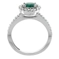 thumbnail image 2 of 14K White Gold Natural Malachite Ring Round 6mm Floating Halo Diamond, size 8.5, 2 of 4