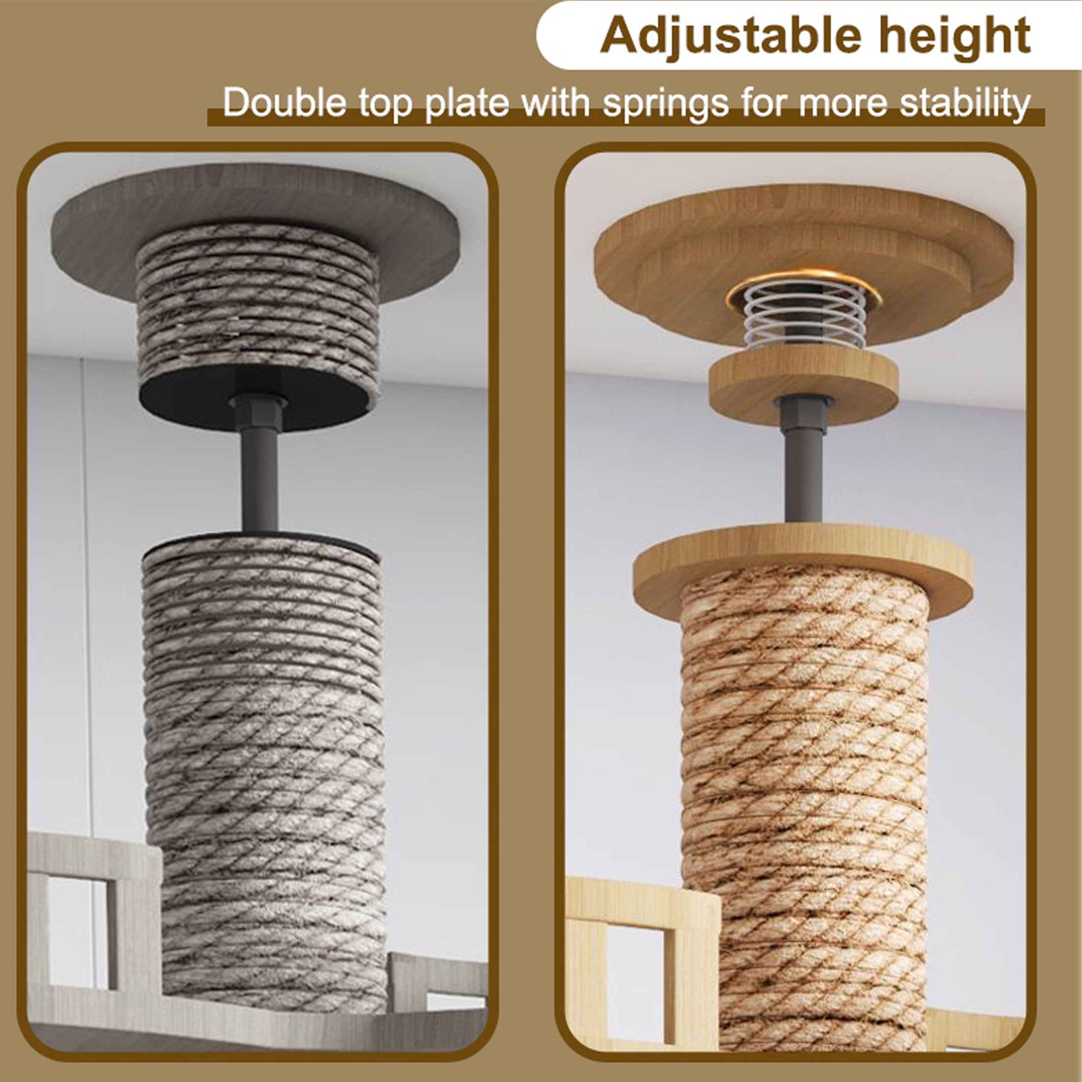 Ealing Floor to Ceiling Cat Tree, Height Adjustable 7-Tier Tower 98-102", Wooden Pet Tree with 7 Sisal Scratching Post for Indoor Cats-