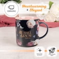 thumbnail image 4 of Christian Art Gifts Large Ceramic Inspirational Scripture Coffee & Tea Mug for Women: Be Still & Know Encouraging Gold Bible Verse, Lead/Cadmium Free Cute Drinkware, Dark Navy Blue/Pink Floral, 14 oz., 4 of 5