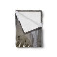 thumbnail image 2 of Medieval Soft Flannel Fleece Throw Blanket, Middle Ages Buildings Corridor Arches and Lanterns Architectural Classical Artwork, Cozy Plush for Indoor and Outdoor Use, 50" x 70", White, by Ambesonne, 2 of 5
