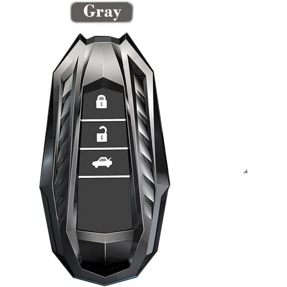 Autek for Toyota Key fob Cover Special Metal Key Case Cover Protector Compatible with 2019 Land Cruiser,2021 Venza,2021 RAV4 Prime,2021 Hilux Fortuner with Key Chain (Grey)