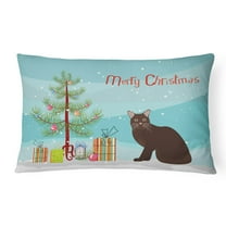 Carolines Treasures CK4754PW1216 Burmese 2 Cat Merry Christmas Canvas Fabric Decorative Pillow, 12H x16W, multicolor