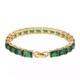 thumbnail image 2 of vintage CZ Emerald Tennis Bracelet, 925 Silver Emerald Baguette Tennis Bracelet, 14K Gold plated Bezel set Emerald Bracelet, gift for her, 2 of 2