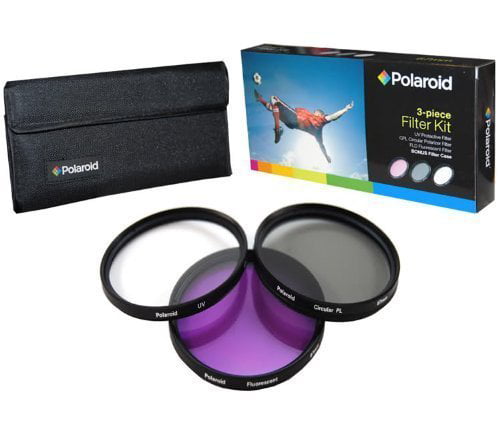 includes Nylon Carry Case Compatible w/ All Popular Camera Lens Models Polaroid Optics 55mm 3-Piece Filter Kit Set UV,CPL,FLD