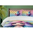thumbnail image 2 of Ambesonne Mermaid Duvet Cover Set, Little Fish and Tail Scale, Queen, Turquoise and Multicolor, 2 of 4