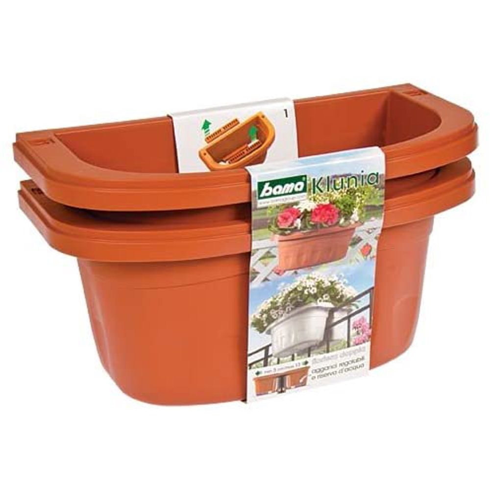 Apollo Adjustable Railing Planter, DoubleSided, 16" Terra Cotta