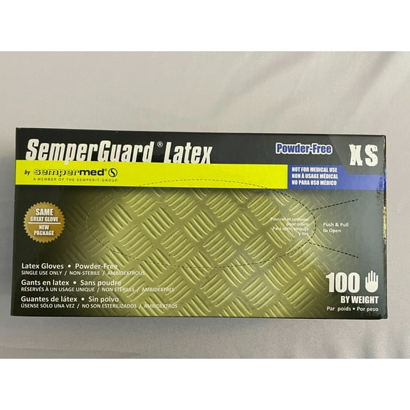 SemperGuard Latex Industrial Powder-Free 5 Mil gloves - 100 Pcs | Extra Small