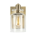 thumbnail image 6 of Calhoun Collection One-Light Vintage Brass Clear Glass Farmhouse Bath Vanity Light, 6 of 10
