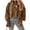 Brown, variant on Long Sleeve Solid Cropped Bomber Jacket Women Loose Zipper Crop Coat with Pocket