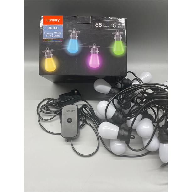 Lumary 56ft Smart Outdoor String Lights with Remote, RGBAI Color