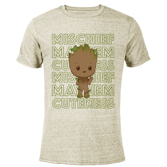 Marvel Studios I Am Groot Mischief Mayhem Cuteness Repeat - Short Sleeve Blended T-Shirt for Adults - Customized-Yellow