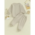 thumbnail image 4 of Cenuakty Infant Baby Fall Jumpsuit Outfits Solid Color Long Sleeve Pocket Romper + Long Pants Toddler Clothes, 4 of 9
