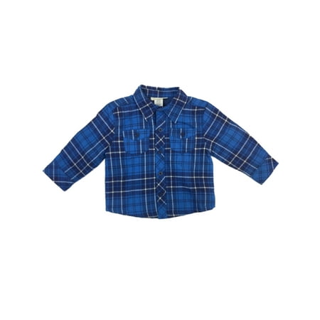 Little Boys Blue Plaid Flannel Shirt Jacket With Quilted Lining
