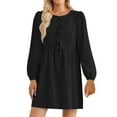 thumbnail image 7 of Women's Dress Fall Long Puff Sleeve Bow Tie Front Babydoll A Line Pleated Cute Mini Tunic Dresses Y2K Peplum Dress, 7 of 7