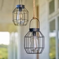 thumbnail image 3 of Mainstays 6.75" Black Metal Solar Powered Lantern with LED Bulb, 3 of 4