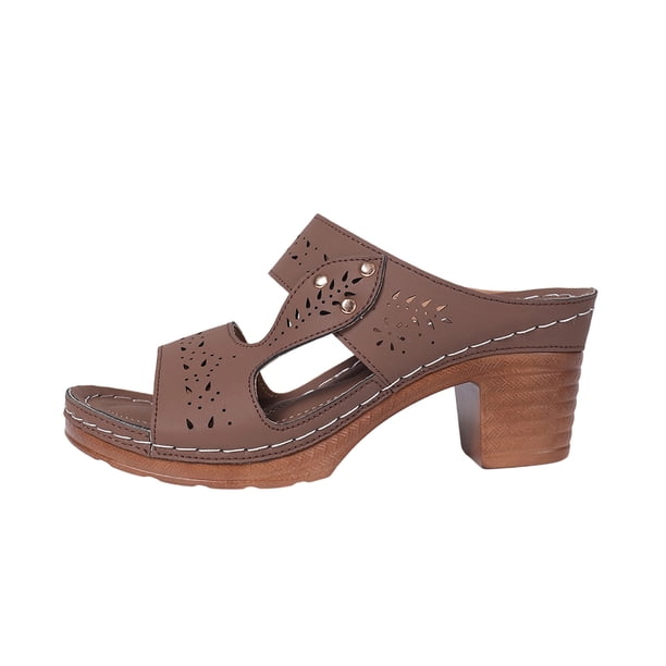 Sandalias de la Boca Del Pez Del Tacón Del Bloque Brillante de las Zapatillas de Verano de las Mujeres, Zapatos de la Correa Del Tobillo Del Tacón Grueso Del Cuero de Patente