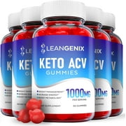 (5 Pack) Leangenix Keto ACV Gummies - Apple Cider Vinegar Supplement for Weight Loss - Energy & Focus Boosting Dietary Supplements for Weight Management & Metabolism - Fat Burn - 300 Gummies