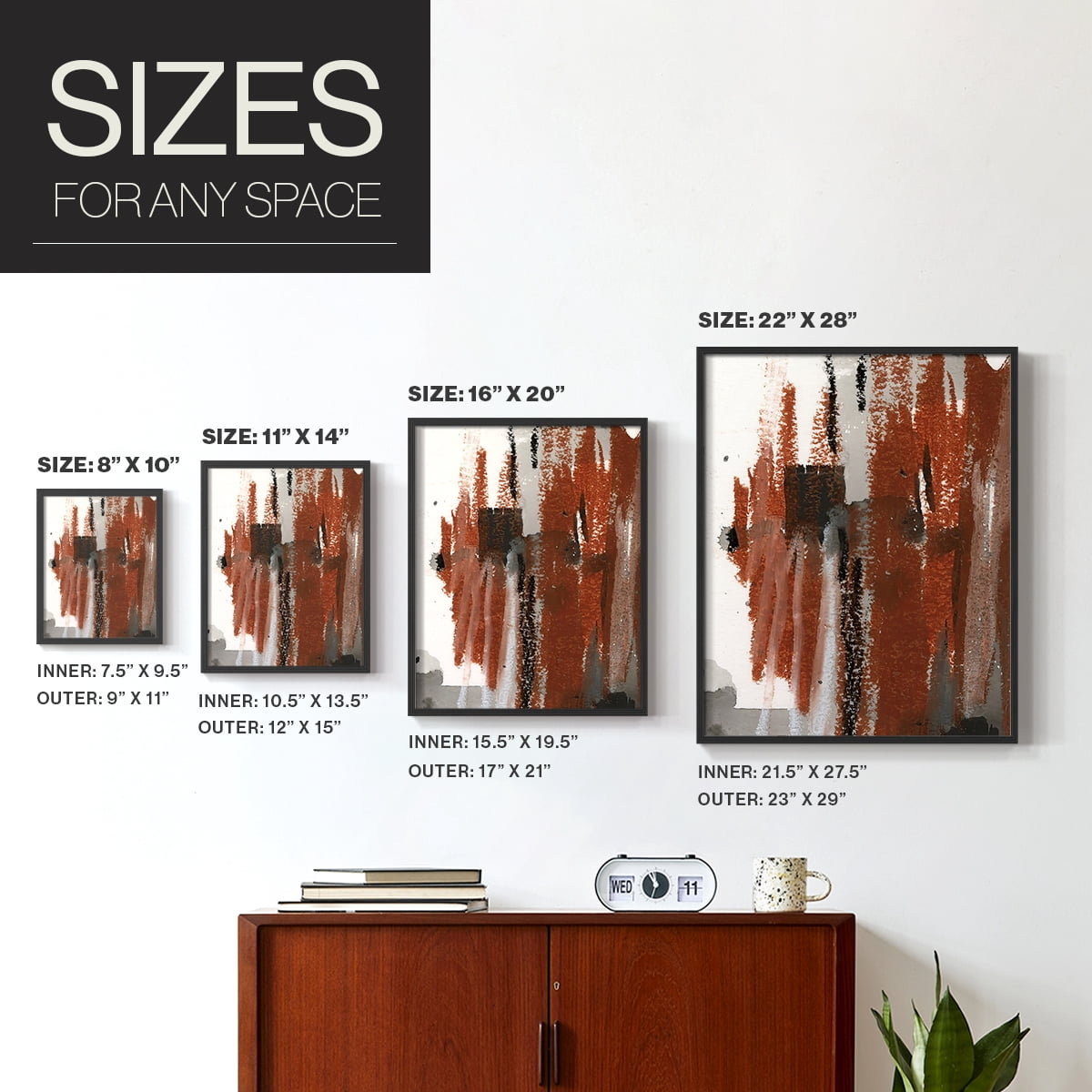 Loft Pastel V Framed Print in Black Solid Wood Framed Print No Nail Hanging