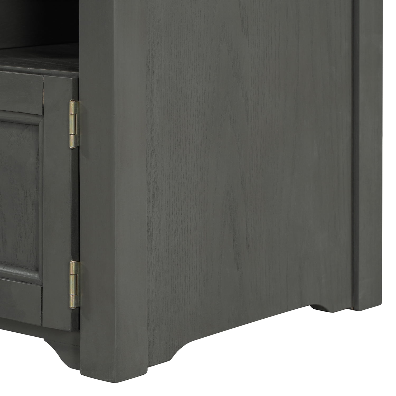 Kadyn Rustic Style Two-Door Storage Bench, Shoe Entryway Bench with Linen Upholstered Top Cushion, Pine Organizer Footrest Bench Ottoman for Entryway, Dark Gray Kadyn Rustic Style Two-Door Storage Bench, Shoe Entryway Bench with Linen Upholstered Top Cushion, Pine Organizer Footrest Bench Ottoman for Entryway, Dark Gray