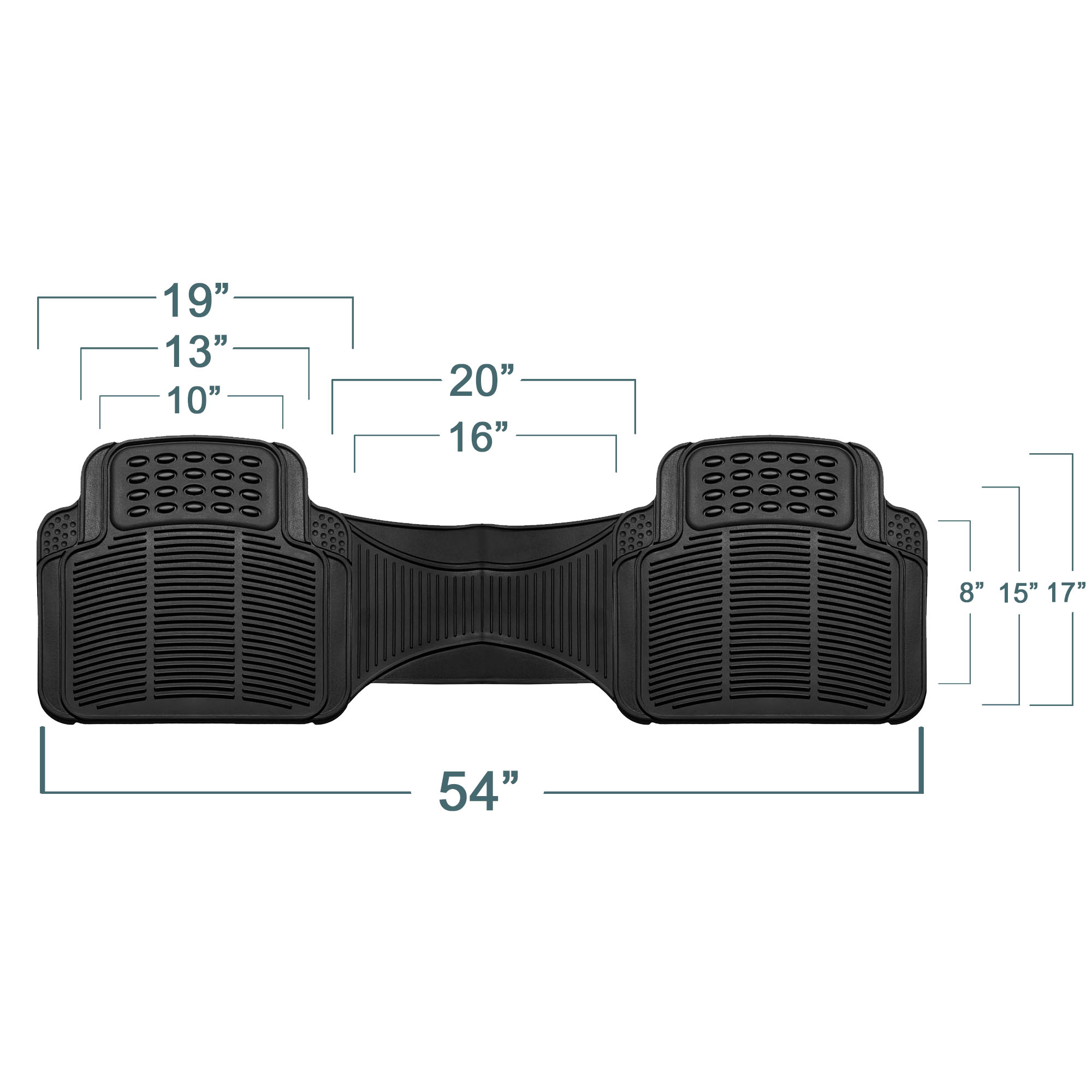 FH Group Universal Fit Rubber Floor Mats Black Rear photo 5