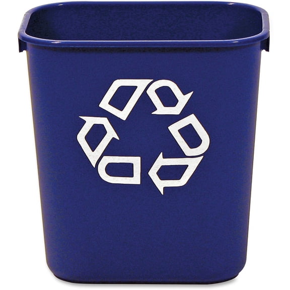 Rubbermaid Commercial FG295573BLUE 13.63 Quart Plastic Rectangular Deskside Recycling Container - Small, Blue