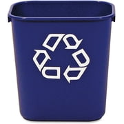 Rubbermaid Commercial FG295573BLUE 13.63 Quart Plastic Rectangular Deskside Recycling Container - Small, Blue