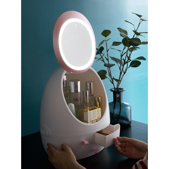Modern LED Lighted Mirror Makeup Organizer Stand for Bathroom, Dresser, and Vanity Countertop - Bathroom Organizers and Storage Solution with Room Decor Aesthetic and Preppy Stuff Vibe by KME