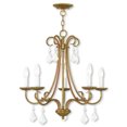 thumbnail image 1 of Livex Lighting 40875-48 Daphne 5-Light Chandelier Antique Gold Leaf, 24.75", 1 of 3
