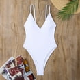 thumbnail image 6 of Yuanlong Womens One Piece Swimsuits Solid Color Backless High Cut Cheeky Mid Coverage Elegant Bathing Suit Swimwear, 6 of 7
