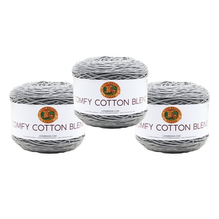 UPC: 0842093116370 | Lion Brand Yarn Comfy Cotton Blend Silver Lining Varigated Light Cotton  Polyester Grey Yarn 3 Pack
